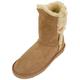 SNUGRUGS Ladies Genuine Sheepskin Mid Calf Short Boot with Button Design Chestnut - 5 UK