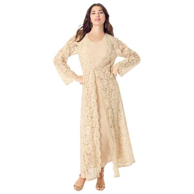 Plus Size Women's Lace Jacket Maxi Dress Set by Roaman's in Sparkling Champagne (Size 16 W)