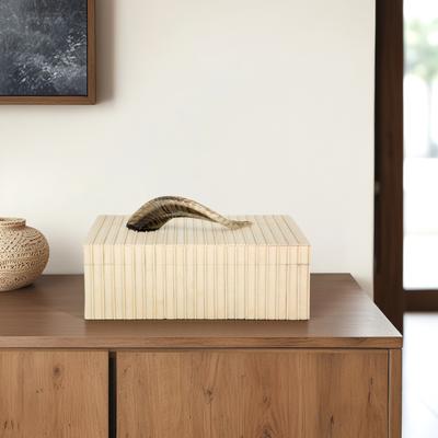 Sagebrook Home 14" Machi Horn Resin Box - 14" x 8" x 8"