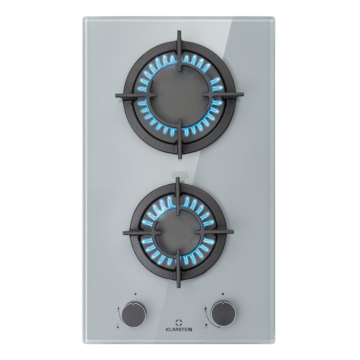 Klarstein Firetale Gaskochfeld 2-flammig Aluminium-Brenner Erdgas/Propangas inkl. Schlauch und Druckminderer Grau Image