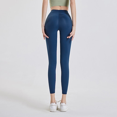 Per donna Pantaloni da yoga Leggings foderati in pile Leggings da yoga Sollevamento glutei Controllo addominale Vita Alta Pilates Allenamento in Palestra Allenamento Collant Tinta unica Rosa baby