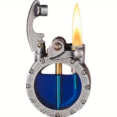 TEMU Vintage Trench Lighter Steampunk Kerosene Lighter With Gas For Collection Decorative Unique Gifts (silvery)