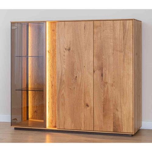 Wohnzimmer Highboard mit Glastür und LED Beleuchtung 135 cm breit
