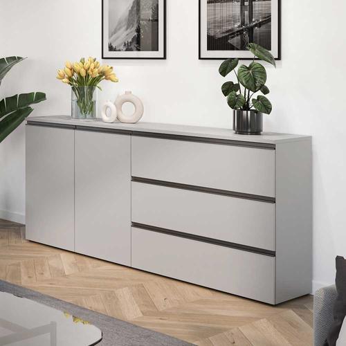 Sideboard Kommode mit drei Schubladen in Grau