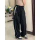 Pantaloni da donna con coulisse allentati solidi primaverili retrò pantaloni da jogging Casual pantaloni sportivi larghi a gamba larga a vita media vestiti sportivi Y2k femminili