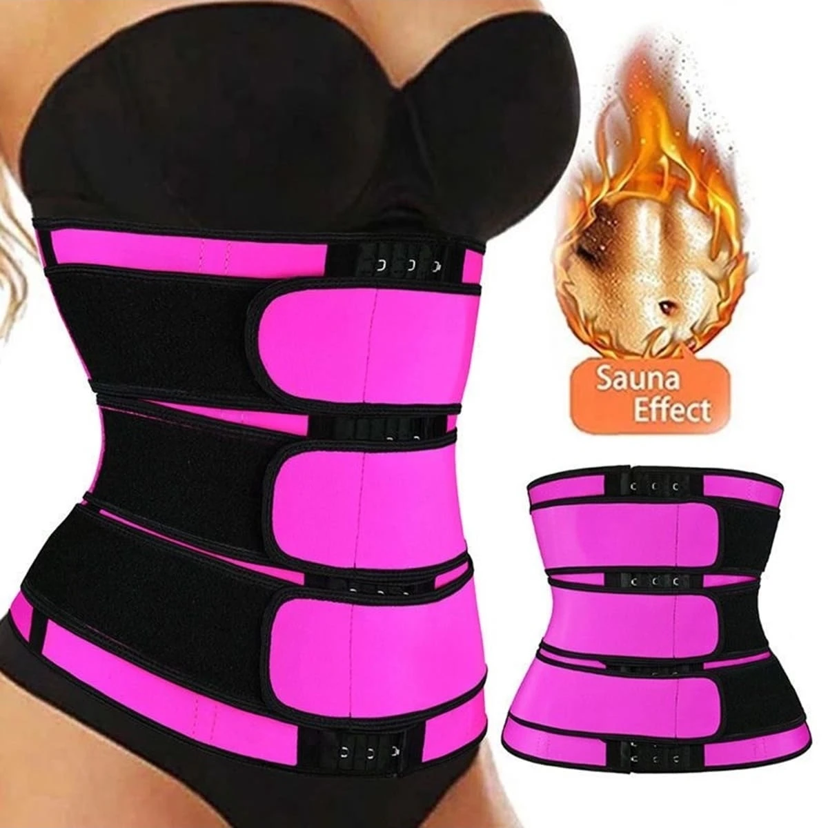 Verstellbarer Hüftgurt zur Kontrolle der Brust, Schweiß-Sauna mit Klett verschluss, körper förmiger Fitness-Sport-Taillen trainer für Frauen Image
