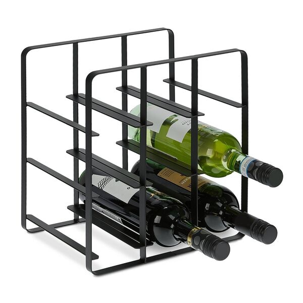 relaxdays Weinregal 9 Flaschen Metall schwarz, 27.5x30.5x20 cm