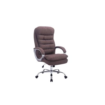 DELUKE® Bürostuhl SOUK Stoff - 116x68x77, Braun | Stoff | Metall in Chromoptik Gestell | ergonomische Bürostühle Homeoffice Stuhl mit Rollen Image