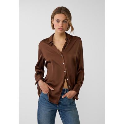 Stradivarius Satin collared shirt Brown S