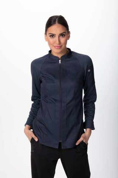 Chef Works® Damenkochjacke NEPAL Flex Serie nachhaltig, Reissverschluss, Cool Vent™, Graublau, Größe 3XL Image