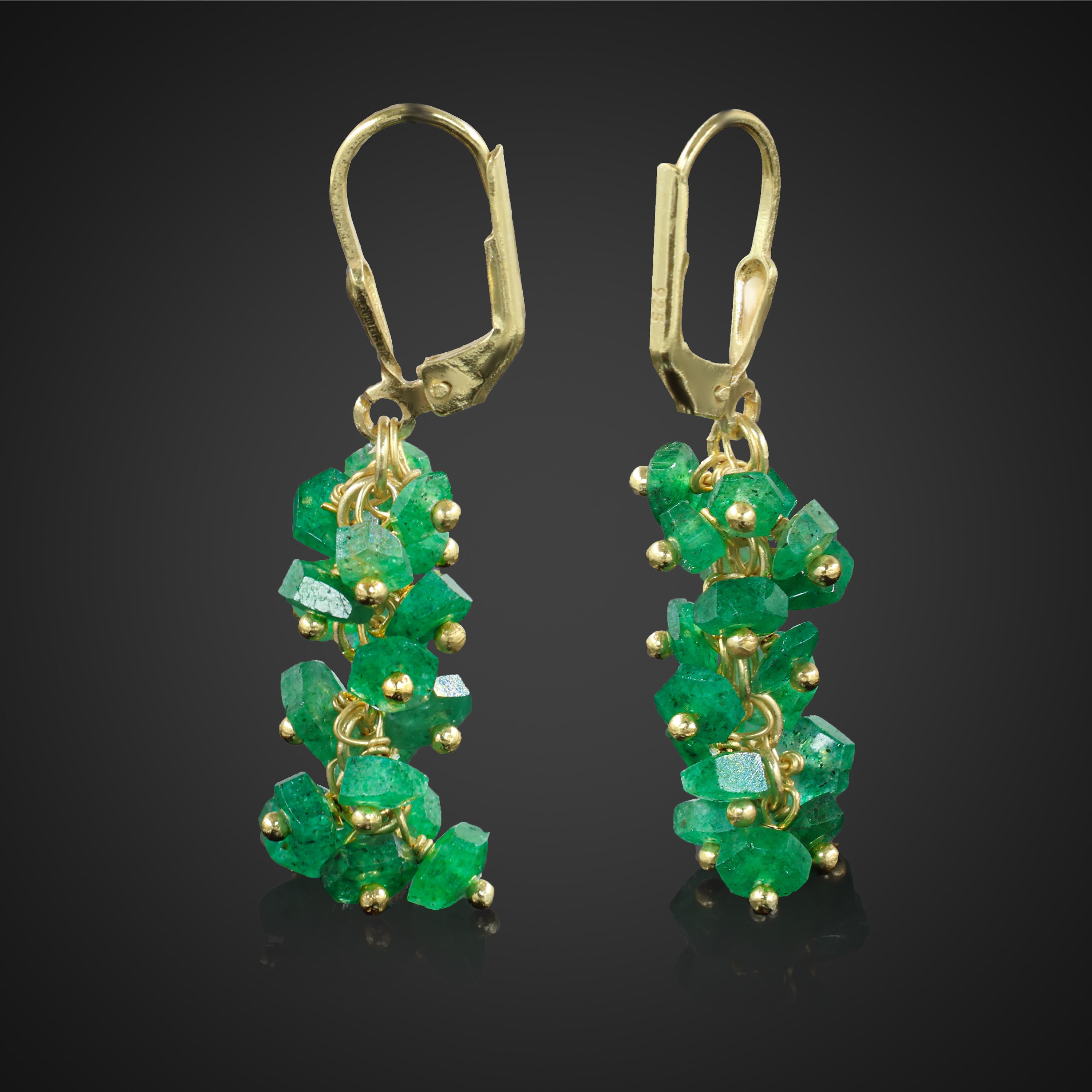 Smaragd baumeln Tropfen Ohrringe, grüne Smaragd Ohrringe, Damen Ohrringe, Statement Ohrringe, Smaragd Gold Hebel zurück Ohrringe, Mai Birthstone