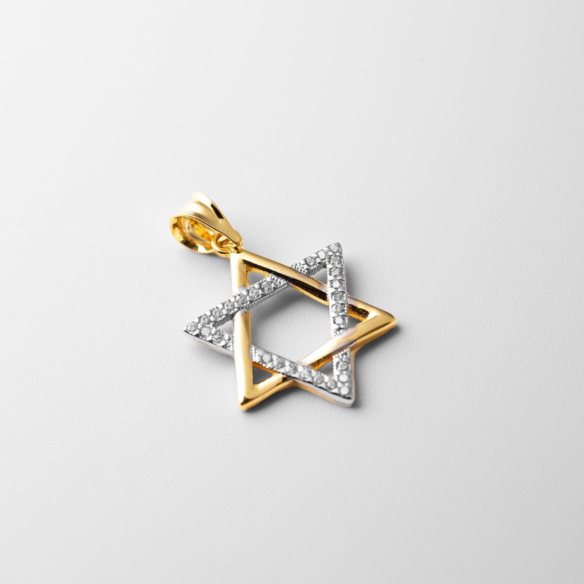 14K Solid Gold Davidstern Anhänger Charm - Echte 14K Gold Davidstern Charm Halskette