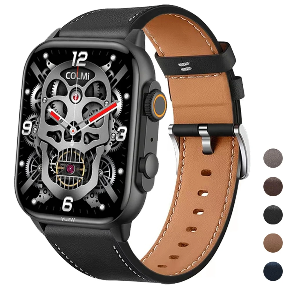 Lederarmband für COLMI P71 P81 Band 20 22 mm Ersatzarmband für COLMI C81/C60/M42/V68/P73/P76 Herren Damen Uhrenarmband Image