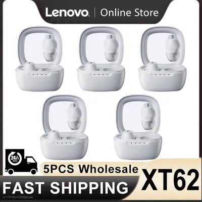 5Pcs Wholesale Lenovo XT62 Earphones Wireless Bluetooth 5.3 HiFi Stereo Sport Headphones With HD Image