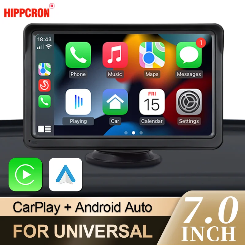 Hippcron Autoradio Drahtloser CarPlay Android Auto Multimedia Video Player 7" Touchscreen mit AUX Bluetooth für Rückfahrkamera Image