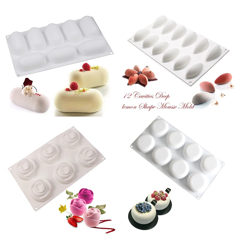Mousse Kuchen Silikon Form Zwiebel Blume Rose Quadrat Runde Gebäck Backen Werkzeug Für Dessert Seife Kerze Machen Liefert Schokolade Image