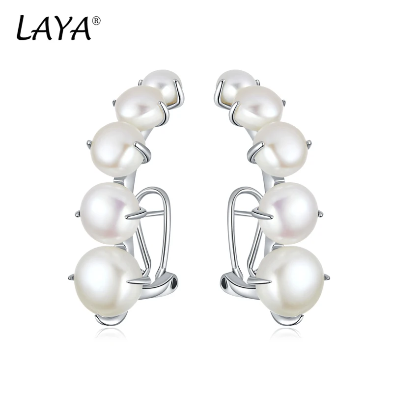 Laya Natürliche Süßwasser Brot Perlen Perle Ohrringe Für Frauen Reine 925 Sterling Silber Stud Ohrringe Luxus Schmuck 2021 Trend Image