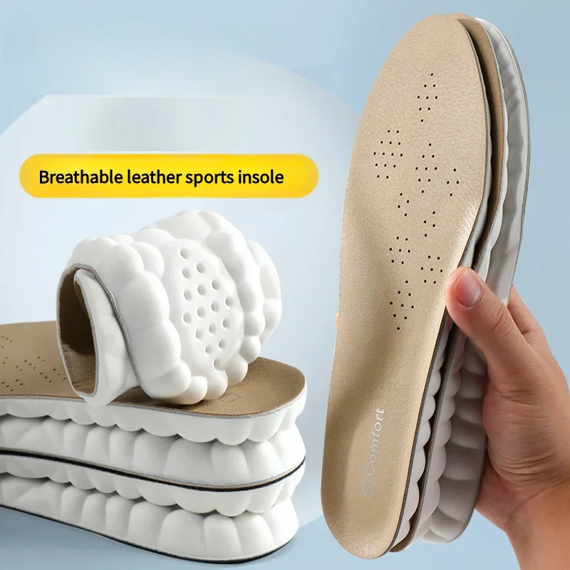 Neue Rindsleder Schuhe Einlegesohle Plantarfasziitis Pads Arch Support Fuß Orthopädische Einlegesohlen für Füße Sport Stoßdämpfung Schuhsohle Image