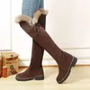 Heiße Warme Schnee Stiefel Frauen 2024 Winter Schuhe Warme Pelz Plüsch Über Knie Hohe Stiefel Damen Casual Niedrigen Gummi Heels lange Schuhe Weibliche