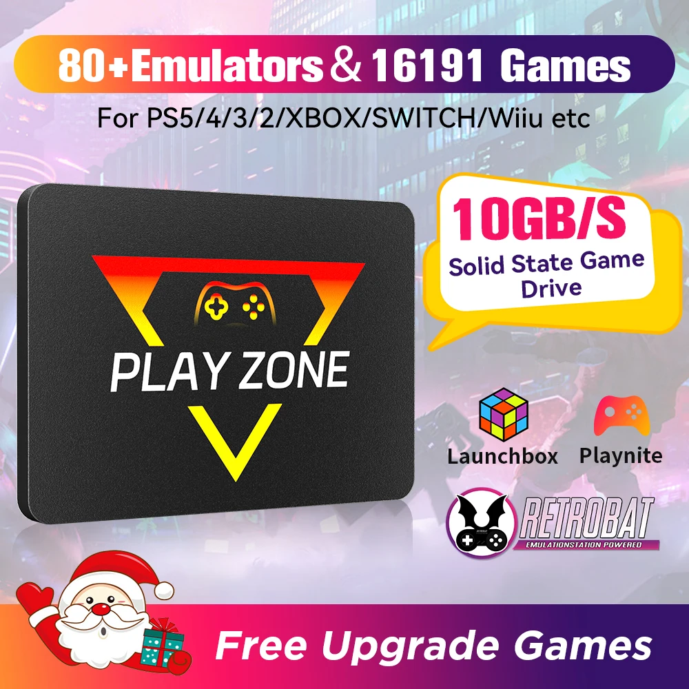 Retro-Gaming-SSD für Switch/PS5/Xbox/PS4/PS3/PS2/WIIU 80 + Emulatoren Launchbox & Retrobat & Playnite 16191 Spielekonsole für PC/Laptop