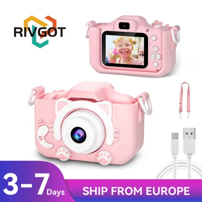 Niedliche Katze Kinder Kameras mit Silikon hüllen Doppel kameras Kinder Fotografie HD Videokamera Spielzeug Weihnachten Geburtstags geschenke