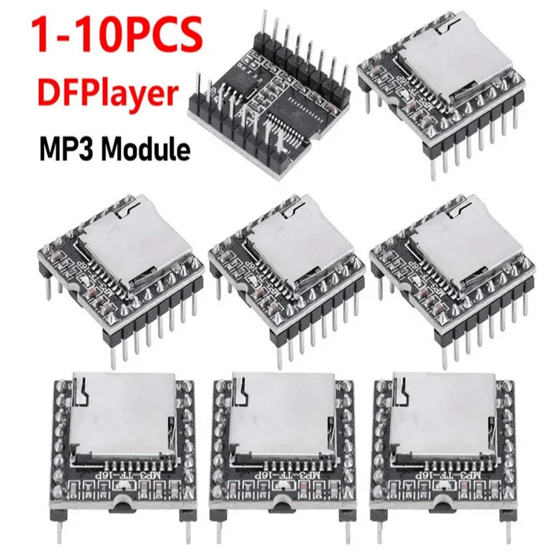 DFPlayer Mini Module de lecteur MP3 carte TF disque U Mini lecteur MP3 DF Module Audio vocal IO/Port série/AD MP3-TF-16P pour Arduino