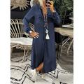 Robe en jean Robe chemise Robe casual Femme Mini robe Boutons Poche Sport Loisir Plein Air Décontractées Col de Chemise manche longue Standard Noir Bleu Bleu de minuit S M L XL 2XL