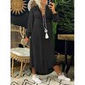 Robe en jean Robe chemise Robe casual Femme Mini robe Boutons Poche Sport Loisir Plein Air Décontractées Col de Chemise manche longue Standard Noir Bleu Bleu de minuit S M L XL 2XL