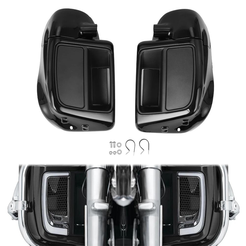 Motorrad glänzend schwarz unten belüftete Verkleidung Bein wärmer Handschuh fach für Harley Touring Road King Street Electra Glide 14-20 2019 Image