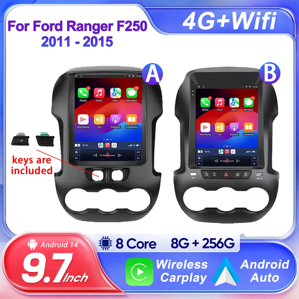 Auto Radio 9,7 zoll Android 15 Für Ford Ranger F250 2011 - 2015 Multimedia Player Stereo Navigation Carplay Auto kopf Einheit 2din Image