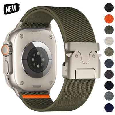 Nylonarmband für Apple Watch Ultra 2 Band 49 mm 45 mm 41 mm 44 mm 46 mm 42 mm geflochtenes Image