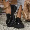 Plus Größe 43 Patent Leder Loafer Frauen Frühling 2025, Dicken Boden Plattform Casual Schuhe Frau Slip Auf Weiche Sohle Mokassins Mujer