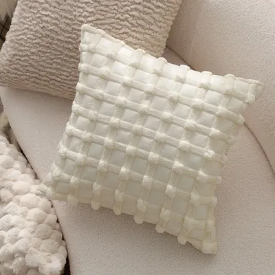 Quilten weiche dekorative Kissen bezug Plaid Kissen bezug für Sofa Wohnzimmer Dekoration Creme Stil Funda Cojin 45x45 Image
