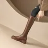Runde Kappe Retro Kniehohe Welle Schuhe Frau Mittleren Absatz Heiße Große Größe Warme Bequeme und Elegante Lange Stiefel für Frauen Pu Chic