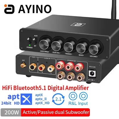 Ayino hf220 aptx hd bluetooth 5,1 amp tpa3116 2,1 digitale Audio-Leistungs verstärker 50 wx2 w Image