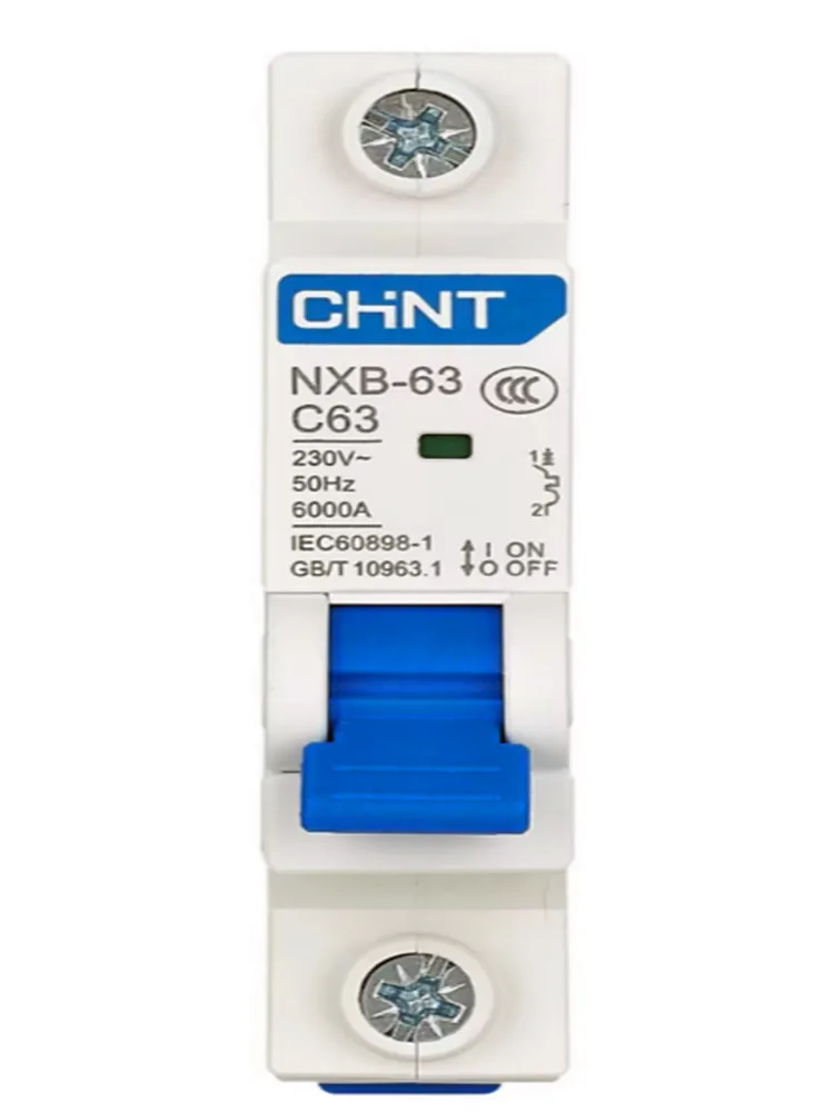 1 Stück CHINT NXB-63 C63 1P 63A Haushalts-Miniatur-Leistungsschalter mit Überstrom- und Leckageschutz-Luftschalter Image