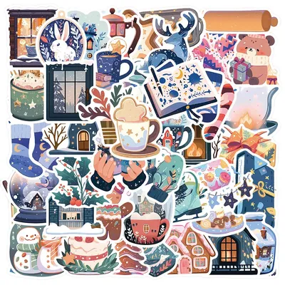 50PCS Cartoon Winter Weihnachten Graffiti Aufkleber Aufkleber DIY Telefon Sammelalbum Gepäck Helm Kind Spielzeug Nette Wasserdichte Aufkleber Image