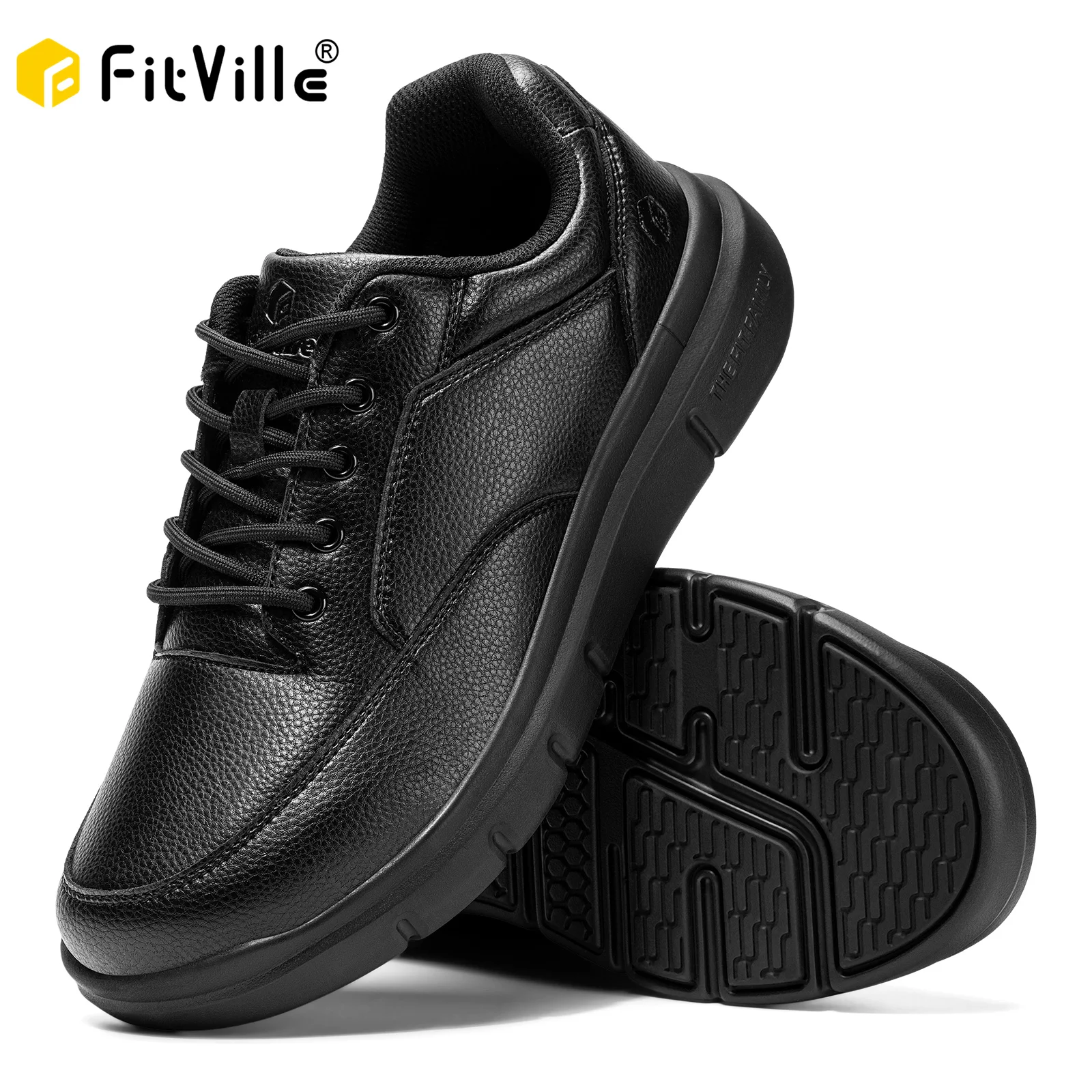 Fitville Wide Version Herren-Lederschuhe, Wanderschuhe, Oxford-Schuhe für formelle Business-Schuhe, bequem für den ganzen Tag