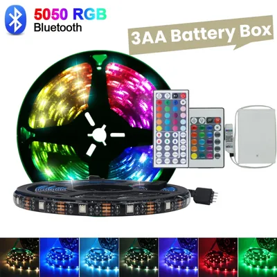 3AA Battery Powered LED Strip Lights 5050 RGB 1M 2M 3M 4M 5M Adhesive Tape Ribbon Lights Bluetooth TV Backlight Background Light