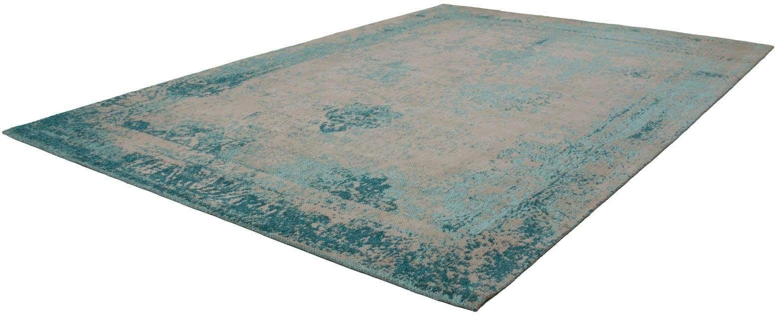 Teppich CALO-DELUXE "Hector 285" Gr. 2, blau (türkis), B:80cm H:10mm L:150cm, Baumwolle, Kunstfaser, Teppiche, Vintage Design, Wohnzimmer Image