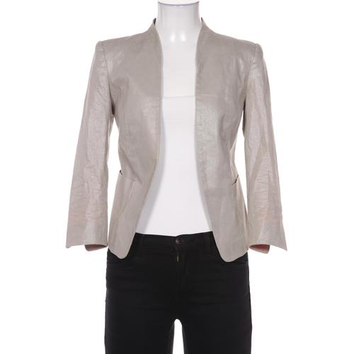 H&M Damen Blazer, Gr. 34, beige, Baumwolle, Leinen, Synthetik