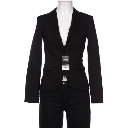 H&M Damen Blazer, Gr. 32, schwarz, Elasthan, Baumwolle, Synthetik, Viskose