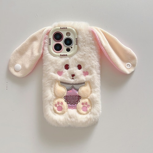 Handy Hülle Handyhüllen Für iPhone 16 15 14 Pro Max Plus 13 12 11 Pro Max Rückseite Mit Ständer Mit Handgelenkschlaufe Stoßfest Retro Plüsch Image