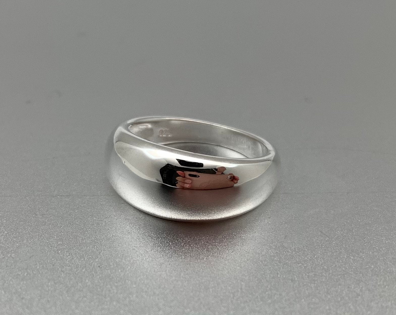 Anello a cupola in argento / Anello a cupola medio / Anello in argento più venduto / Anello a cupola lucido taglia 5 - 12 / Anello impilabile / Argent