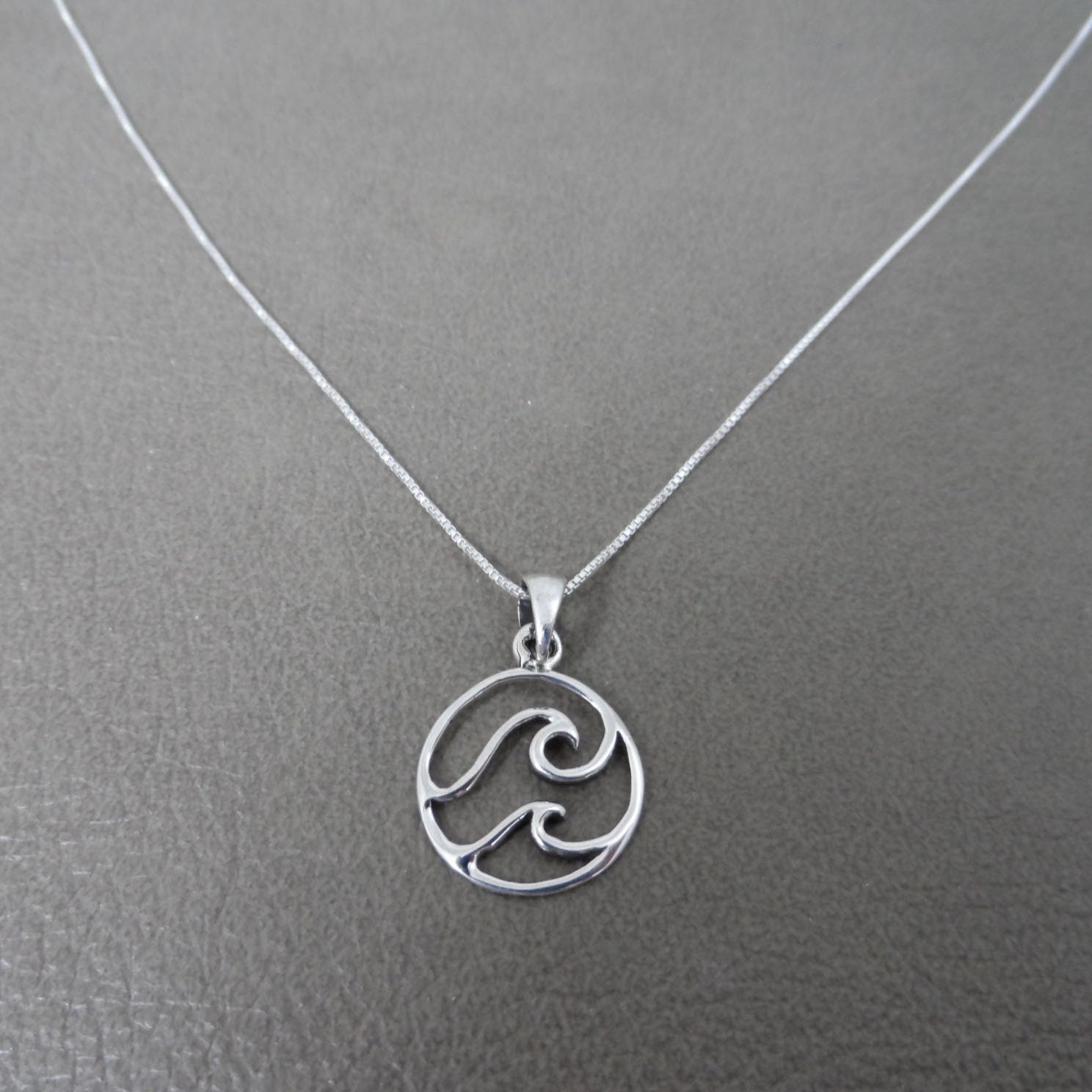 Collana a doppia onda in argento sterling, collana onda oceanica, ciondolo surfista, collana da spiaggia, collana da esterno, collana surfista