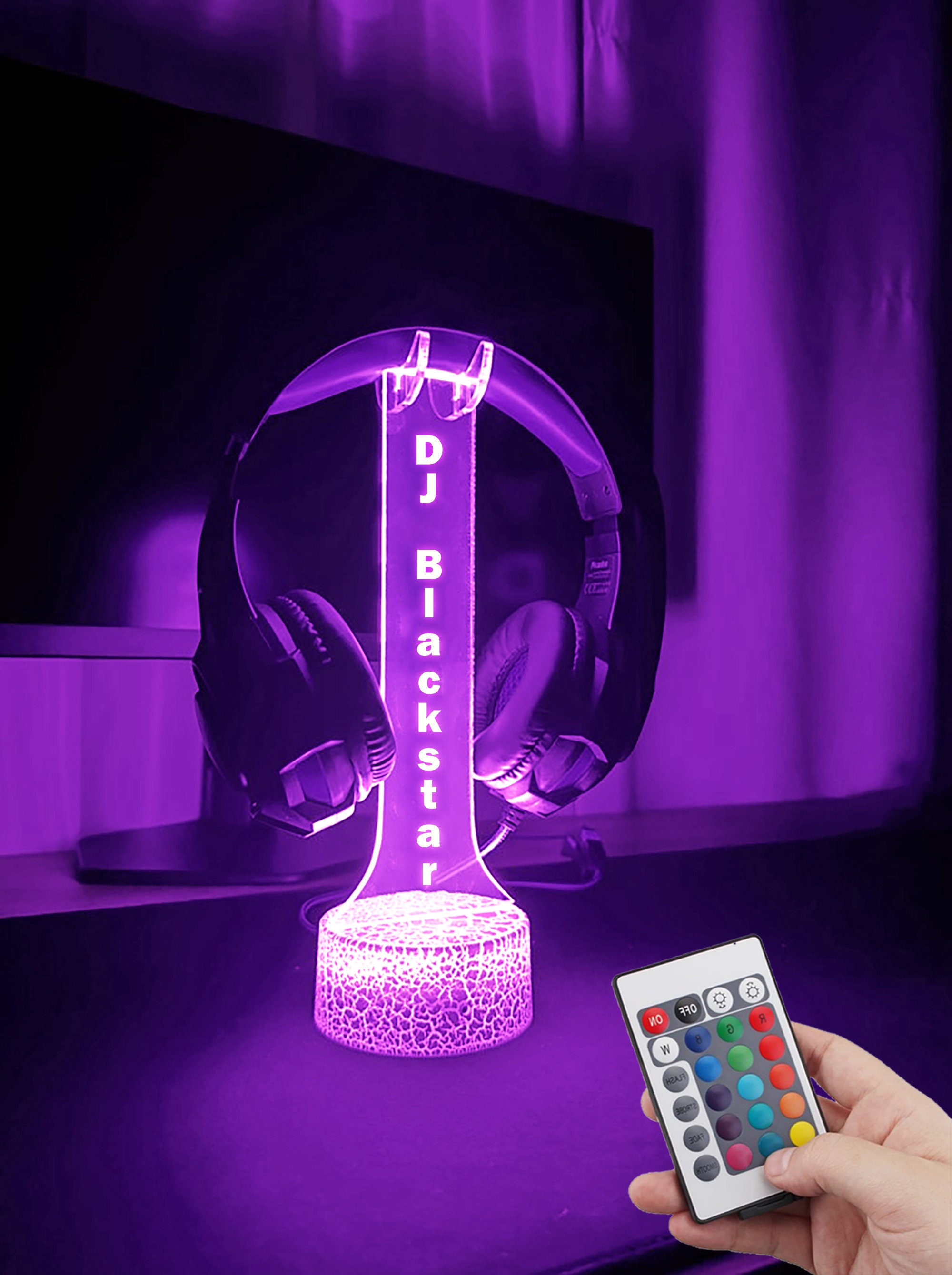 Supporto per cuffie natalizie per gamer, luce notturna a LED 3D personalizzata, amante dei videogiochi, insegna luminosa per gamertag, supporto per cu