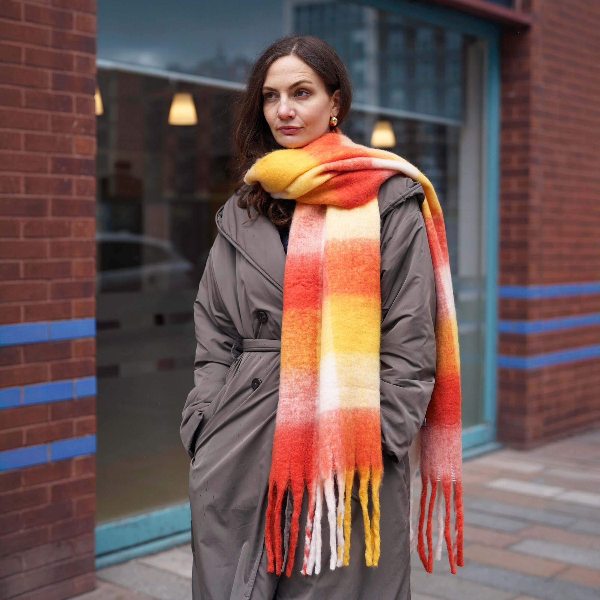 Sciarpa a coperta, sciarpa da donna, sciarpa a quadri grandi, sciarpa con nappe, sciarpa pesante, scialle oversize, sciarpa invernale calda, regalo pe