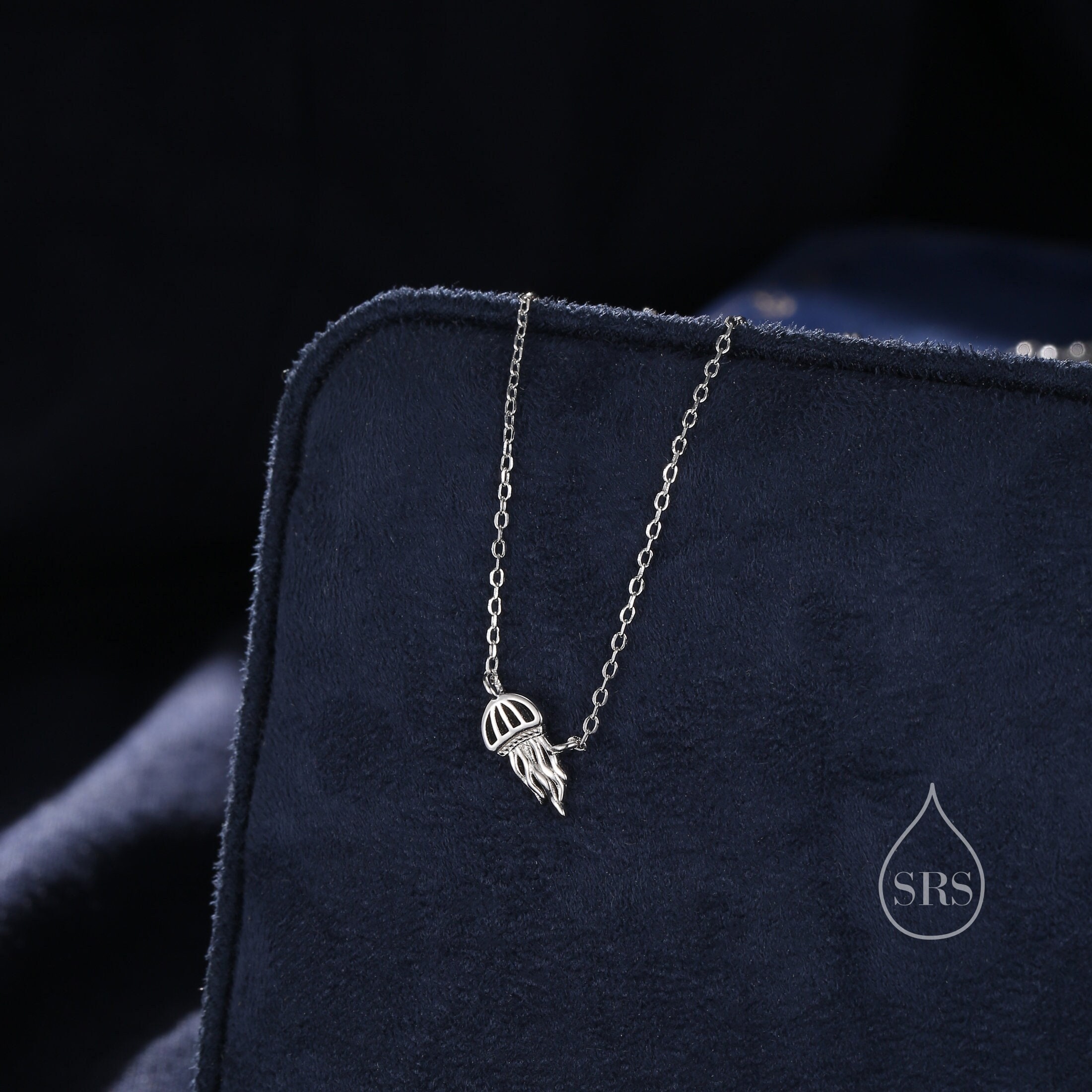 Collana con ciondolo a forma di medusa in argento sterling, argento o oro o oro rosa, collana a forma di medusa, collana a forma di pesce, collana a f