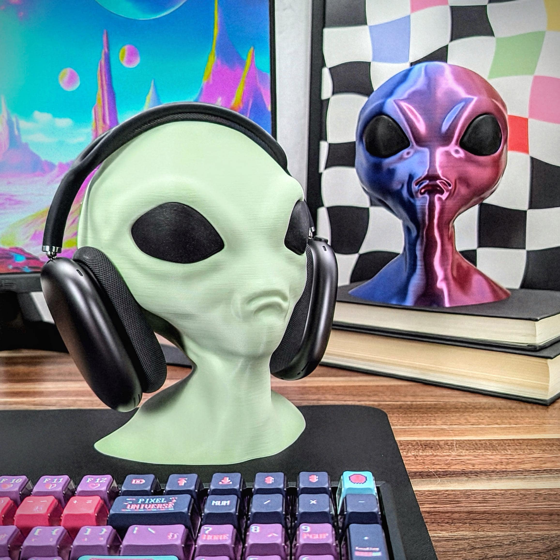Supporto per cuffie a forma di alieno - Supporto per cuffie fantasy - Accessori per videogiochi - Decorazione per ufficio