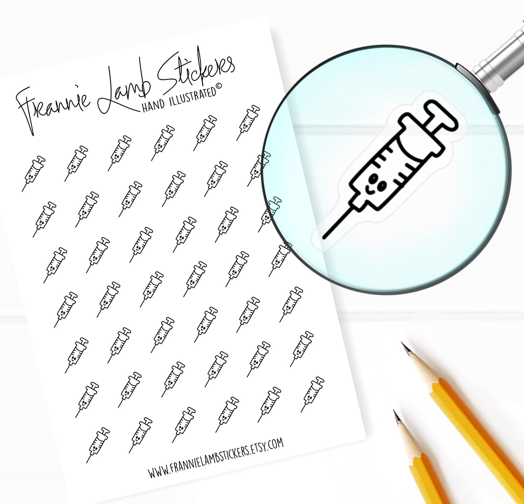 "42 adesivi trasparenti per planner (1/2\" ciascuno), adesivi per siringhe per planner, adesivi per siringhe mediche e Botox per planner e calendari e a"